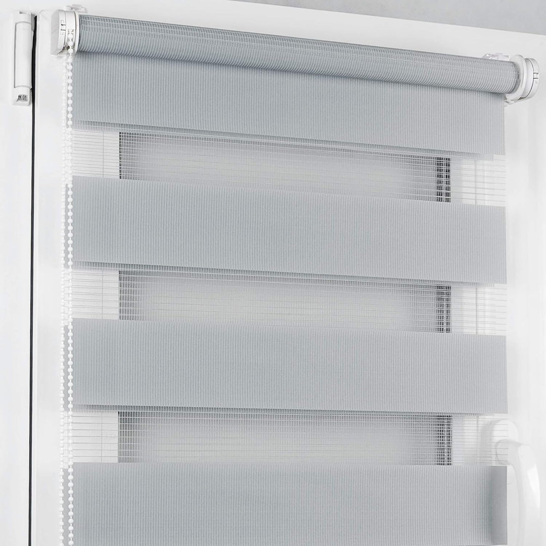 ROLLMAXXX Duo-rollo Doppelrollo Klemmfix ohne Bohren (130 x 150 cm, Hellgrau)