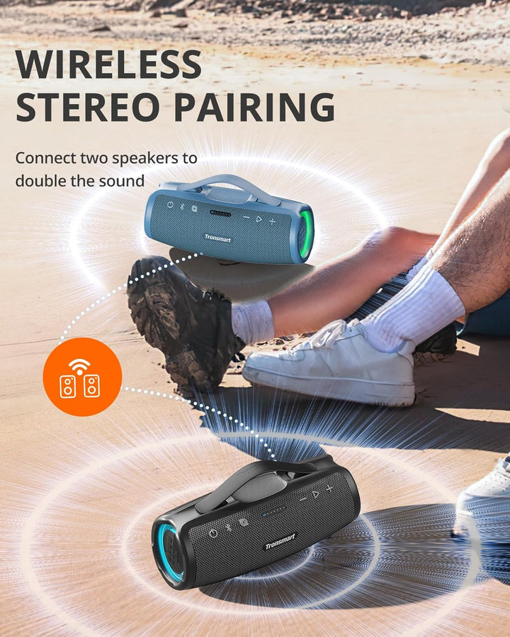 Tronsmart Mirtune S100 Bluetooth Lautsprecher, IPX7 wasserdicht, 5.3 Bluetooth, 20 Stunden Lange Akk