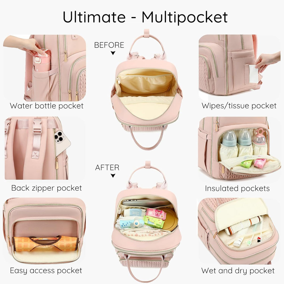 AIJIEKE Wickeltasche Rucksack, multifunktionale, wasserdichte Wickeltasche, Reiseutensilien, Babytas