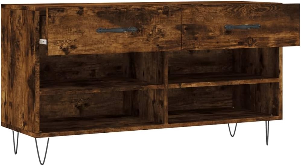 vidaXL Schuhbank Räuchereiche 102x35x55 cm Holzwerkstoff, Räuchereiche