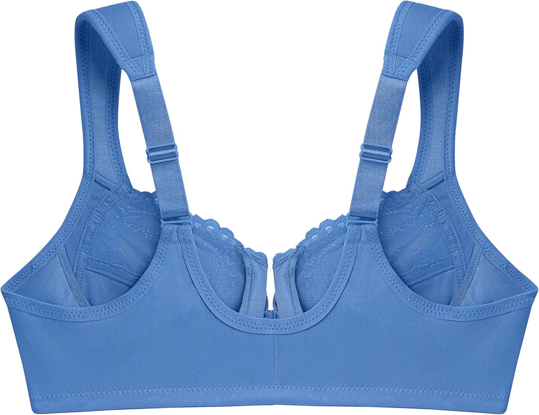 Glamorise Damen Wonderwire-Vorderverschluss BH 75B Blau, 75B Blau
