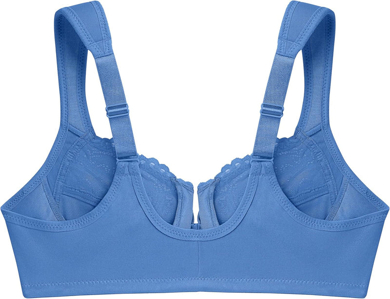 Glamorise Damen Wonderwire-Vorderverschluss BH 75B Blau, 75B Blau