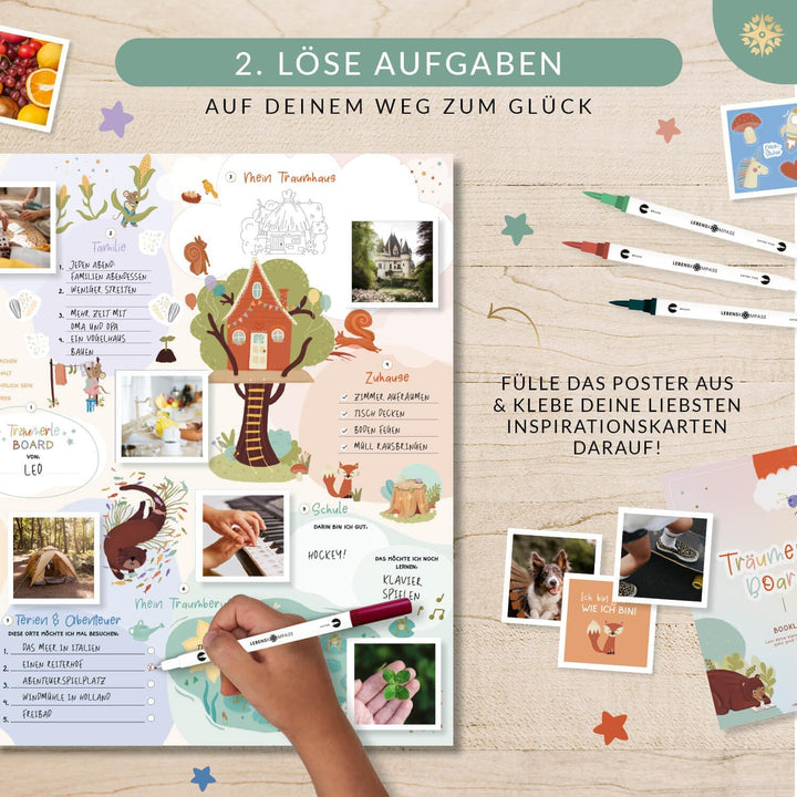 LEBENSKOMPASS Träumerle Board für Kinder - Vision Board Set für Kinder - DAS ORIGINAL - Bastelset fü