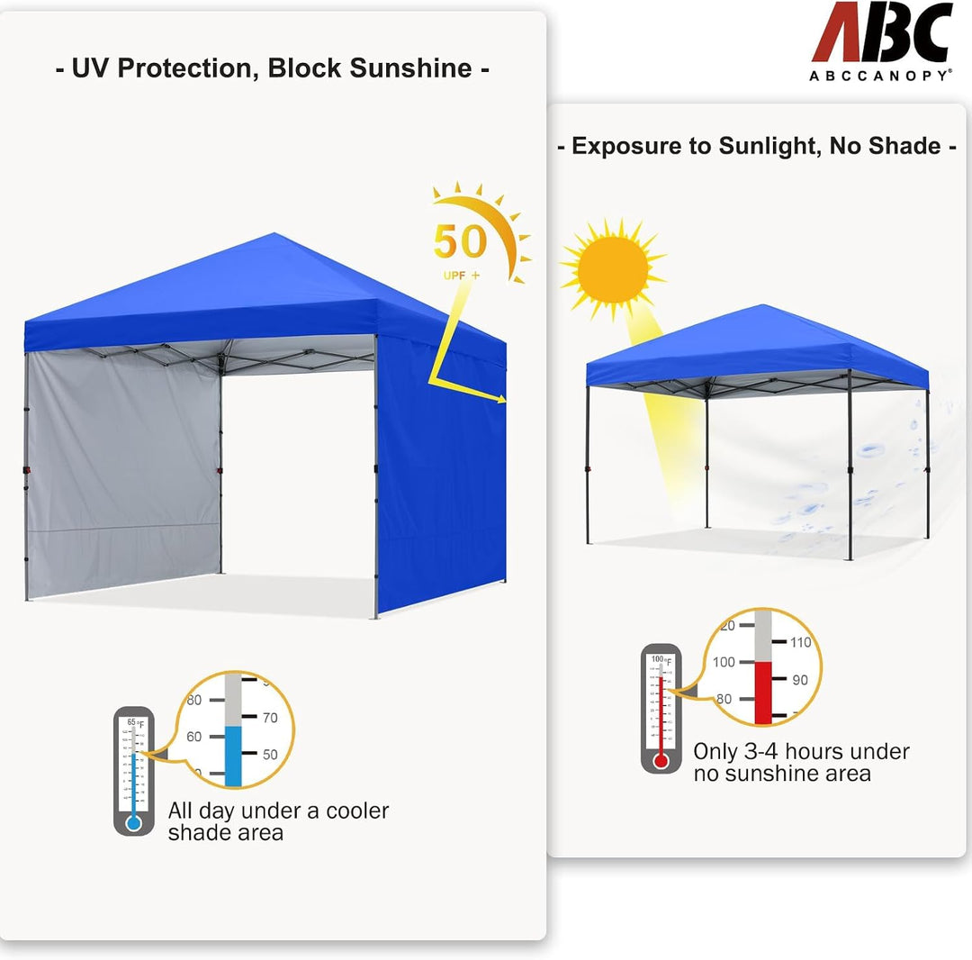 ABCCANOPY Faltpavillon UV50+ mit 2 Seitenwänden, Königsblau 300 cm | 500D Polyester,wasserdicht, 4 S
