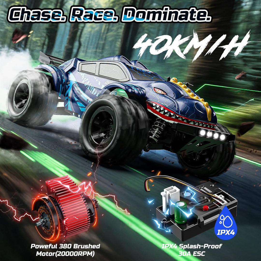 DEERC 9308E Ferngesteuertes Auto 1:16 All Terrain Fast RC Monster Truck 40 KPH, 2,4 GHz 4WD High Spe