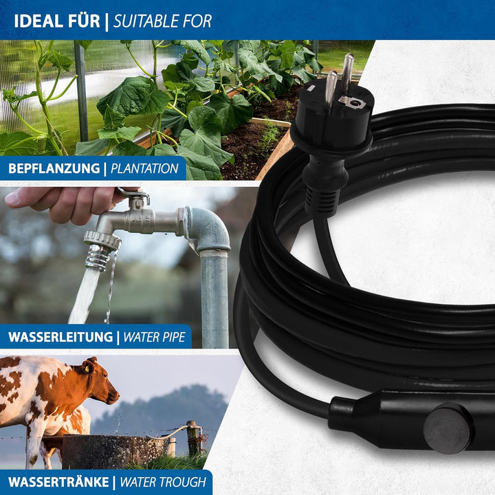 Wasserfeste Rohrbegleitheizung 10m mit eingebautem Thermostat Dachrinnenheizung 10m Nur Heizkabel, 1