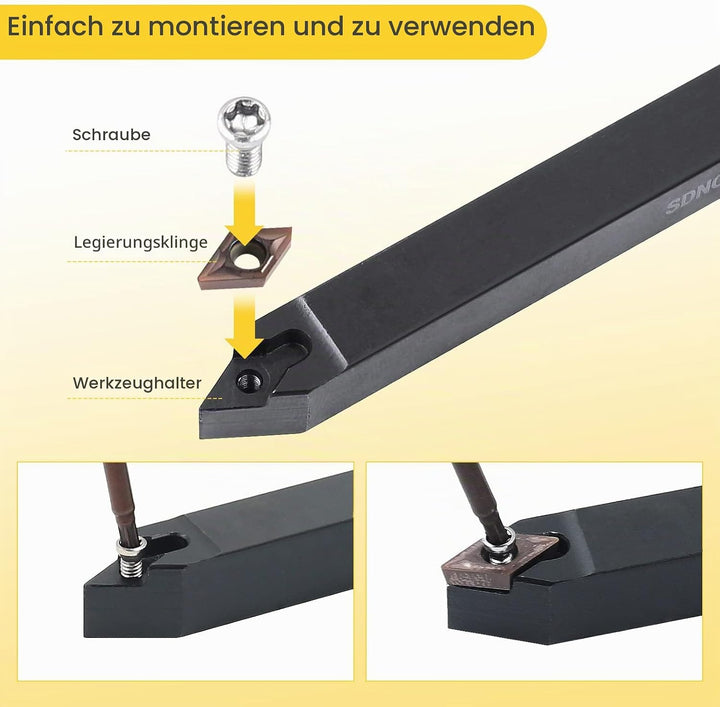 MIRTHBUY 10 x 10 mm Schaft, Drehmaschine, Bohrstange, Hartmetalleinsätze, Drehwerkzeughalter-Set mit