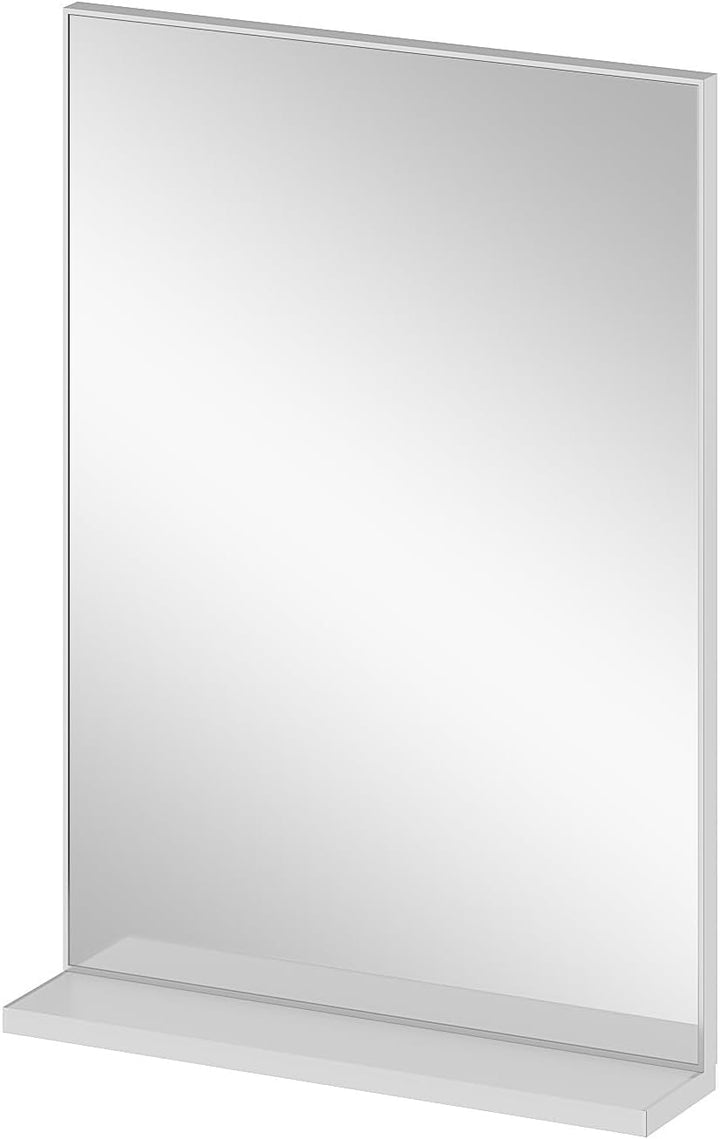 Wandspiegel Badspiegel 50x70 cm, Hängespiegel mit Ablage und Aluminiumrahmen in Silber Matt, für Bad