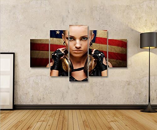 islandburner Bild Bilder auf Leinwand Girl USA Flagge Kopfhörer MF XXL Poster Leinwandbild Wandbild