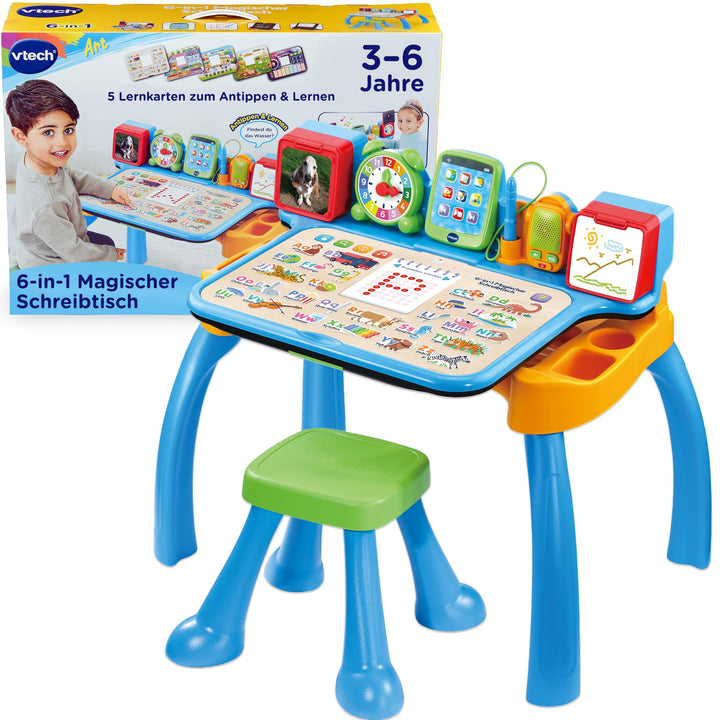 Vtech 6-in-1 Magischer Schreibtisch I Interaktive Lernstation mit Licht & Ton I Kreatives Set zum Sc