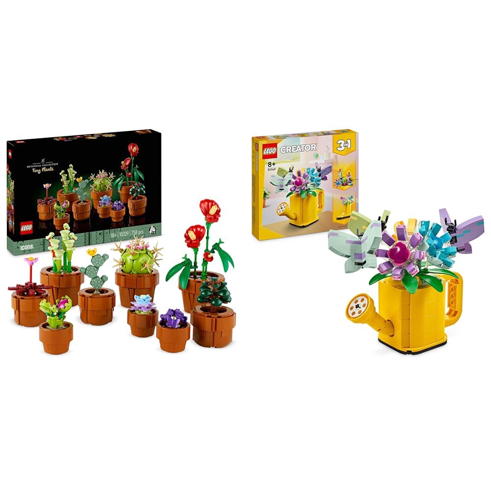 LEGO Icons Mini Pflanzen, 9 künstliche Blumen zum Bauen, Botanical Collection Sammel-Set & Creator 3