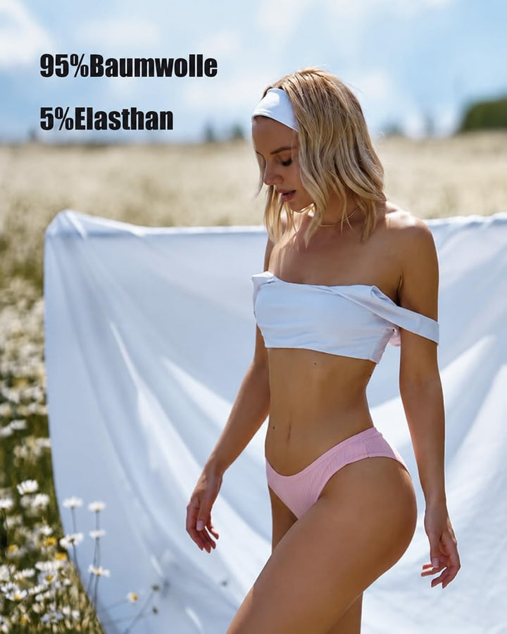 BeReady 6er Pack Unterhosen Damen Baumwolle Stretch Slips Baumwoll Hipster Bequeme Unterwäsche Cotto