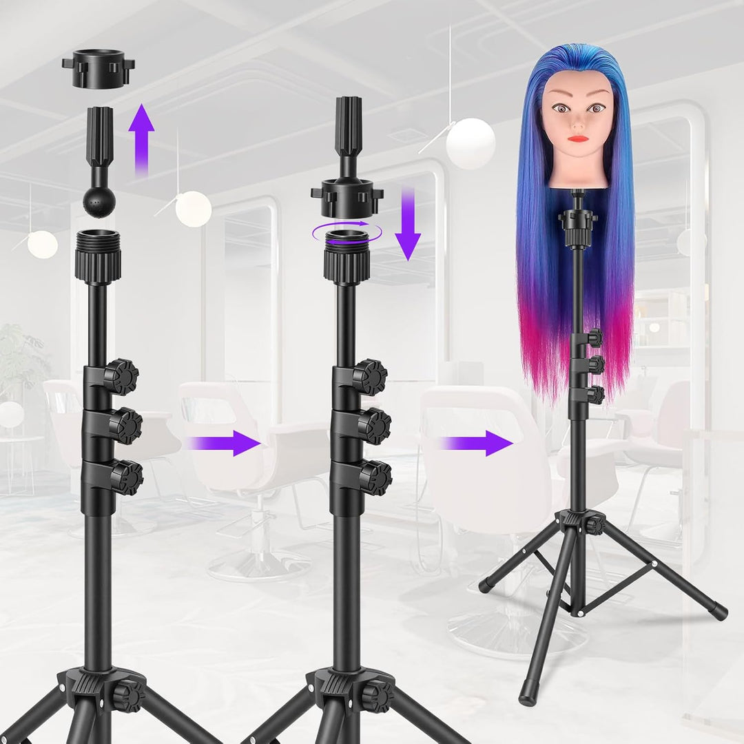 TwoWin 55 Zoll (140cm) Perückenständer, Frisierkopf Ständer, Verstellbar Schaufensterpuppen kopfstän