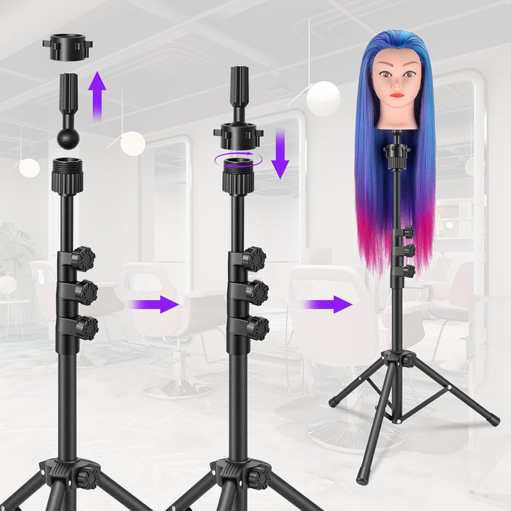 TwoWin 55 Zoll (140cm) Perückenständer, Frisierkopf Ständer, Verstellbar Schaufensterpuppen kopfstän