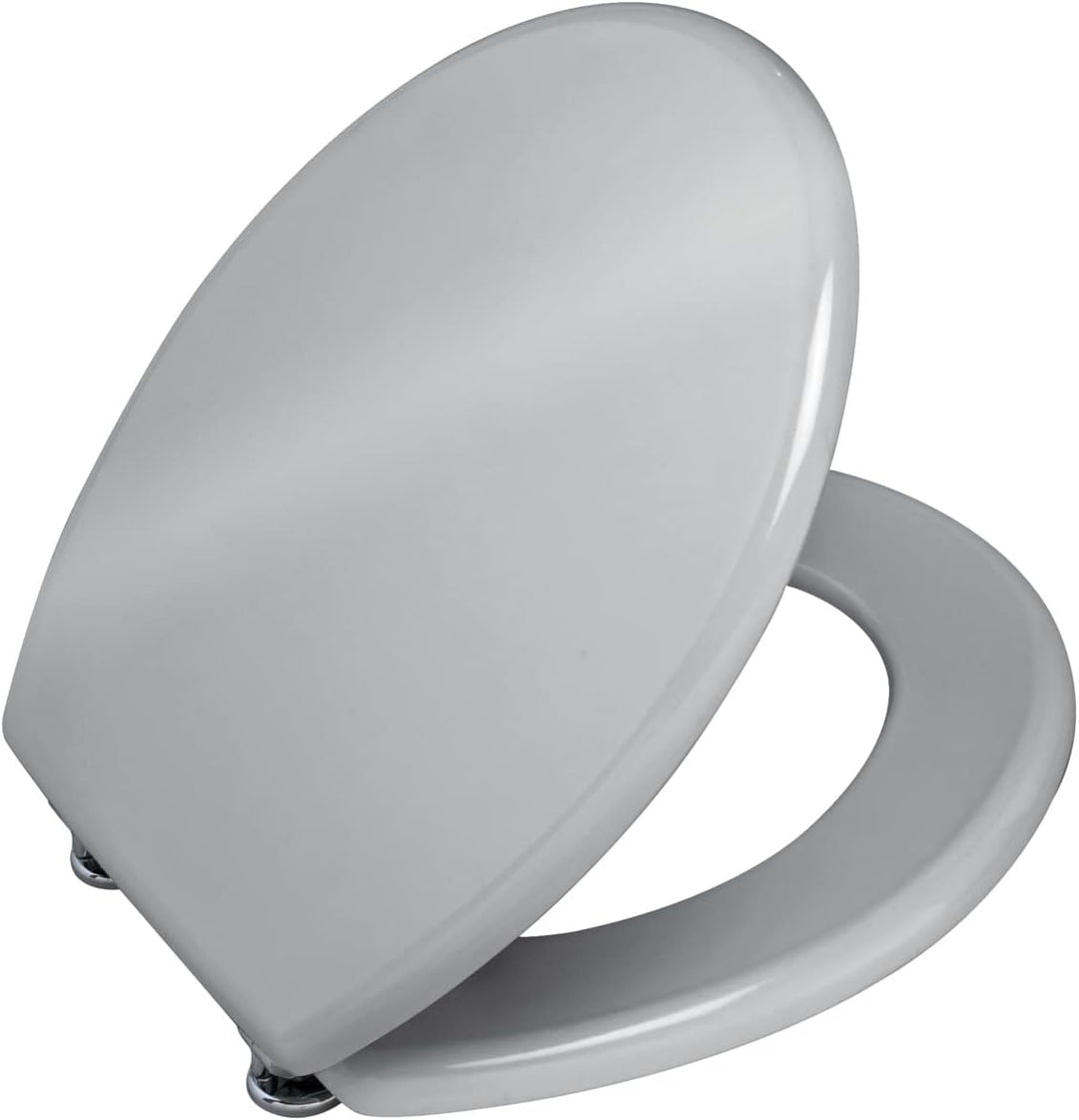 WENKO WC-Sitz Prima Silber glänzend, hochwertiger Toilettensitz im Retro-Style, WC-Deckel inkl. Wand