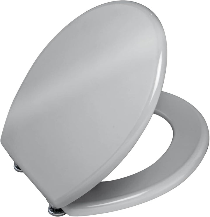WENKO WC-Sitz Prima Silber glänzend, hochwertiger Toilettensitz im Retro-Style, WC-Deckel inkl. Wand