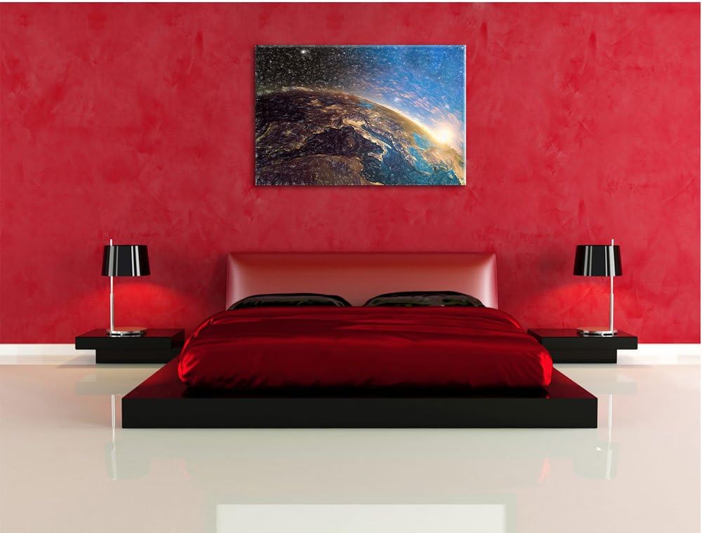 Pixxprint Erde im Weltall als Leinwandbild/Grösse: 100x70 / Wandbild/Kunstdruck/fertig bespannt, 100