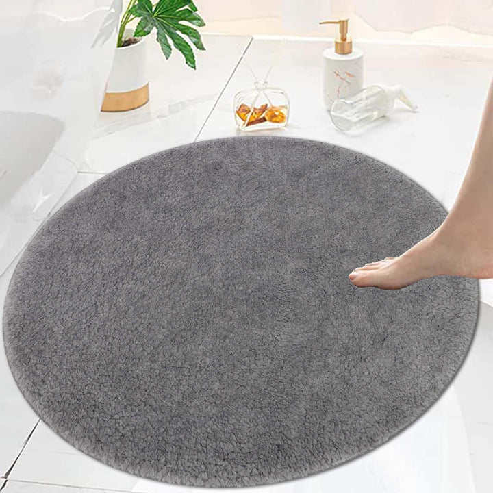 Famibay Badezimmerteppich rutschfest Badematte Waschbar Badteppich Runde 80cm Grau Weiche Badvorlege