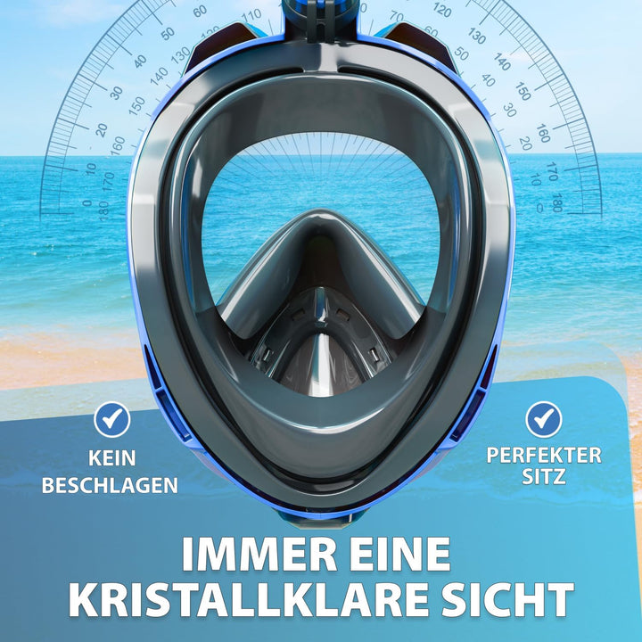 Die Preisgekrönte KAIMANA® Schnorchelmaske Kinder & Erwachsene - absolut CO₂ sicher - inkl. Tragetas