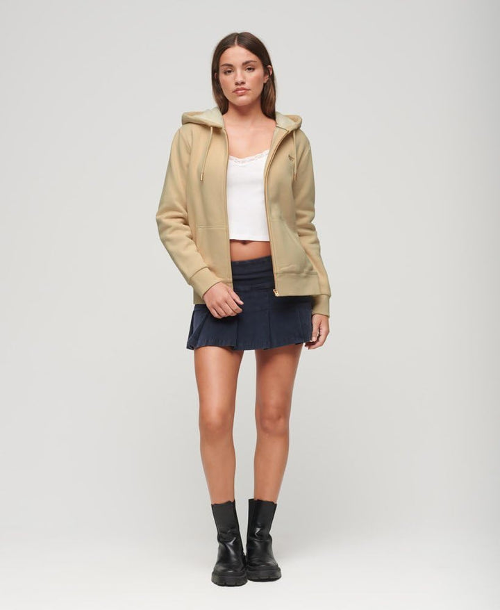 Superdry Damen Essential Borg Lined Ziphood Sweatshirt, Tapioka-Creme, 38