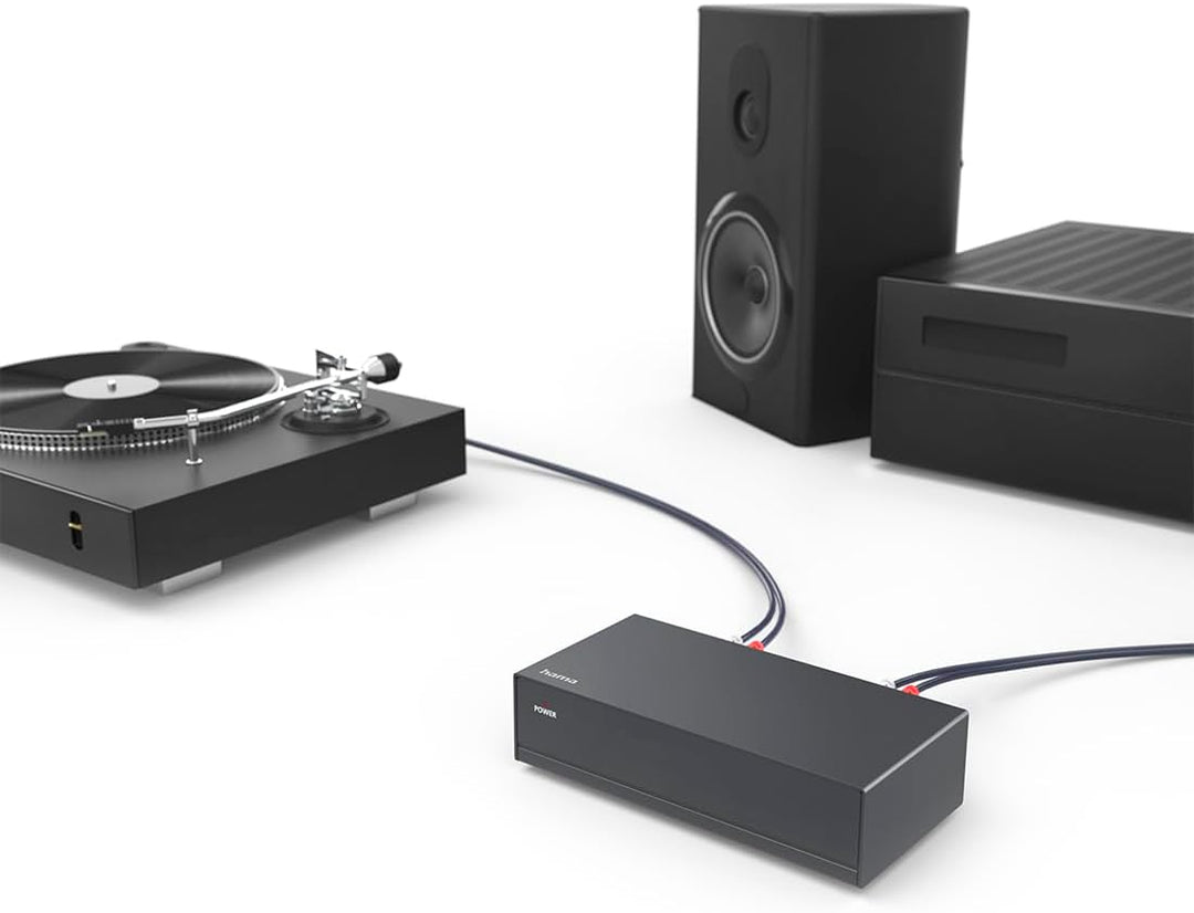 Hama Stereo Phono-Vorverstärker PA 506 (für Plattenspieler, inkl. Netzadapter 230V/50Hz, 3000mA, Cin