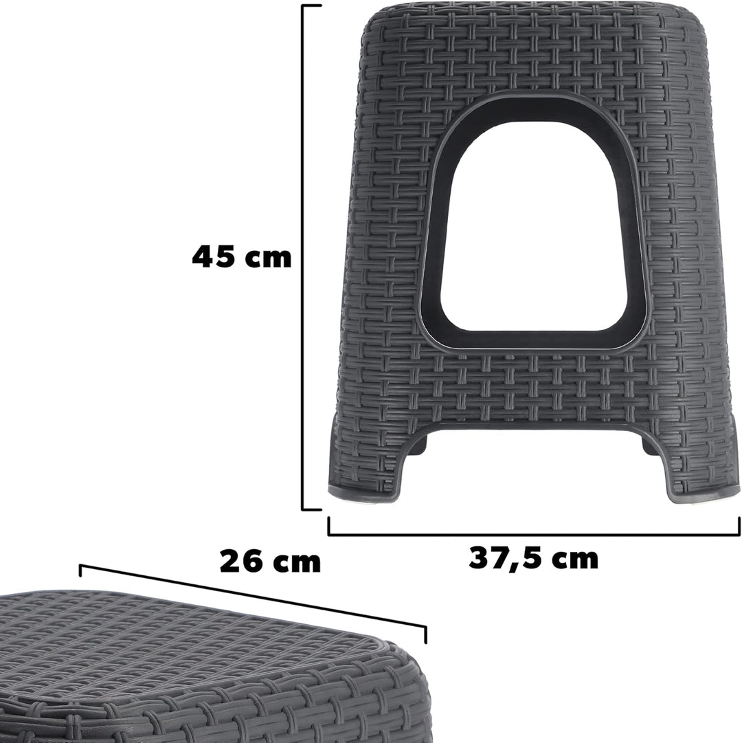 KADAX Hocker aus Kunststoff, Tritthocker bis 120 kg, Rattanhocker mit Antirutschfüssen, Badhocker, W