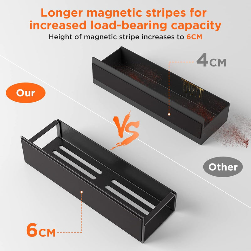 Coovee Gewürzregal Magnetisch 2 Stück Schwarz,Kühlschrank Magnete Regal Kühlschrank Regal Magnetisch