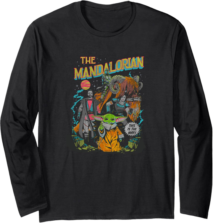 Star Wars: The Mandalorian Group Shot Transparent Comic Langarmshirt