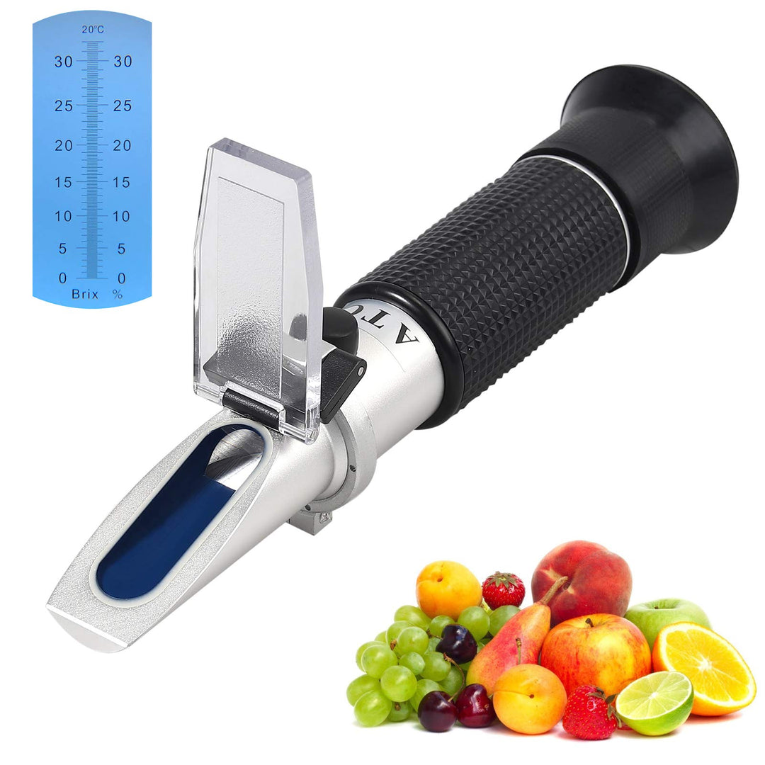 AUTOUTLET Refraktometer Brix Zucker 0-32% zuckergehalt messgerät mit ATC, Plastiktropfen, Reinigungs