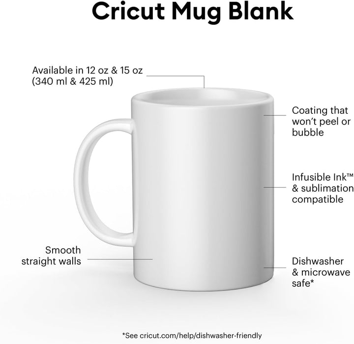 Cricut Leere Tassen, Weiss, 425 ml, 36 x Infusionble Tinte, Sublimationsbecher, zur Verwendung mit C
