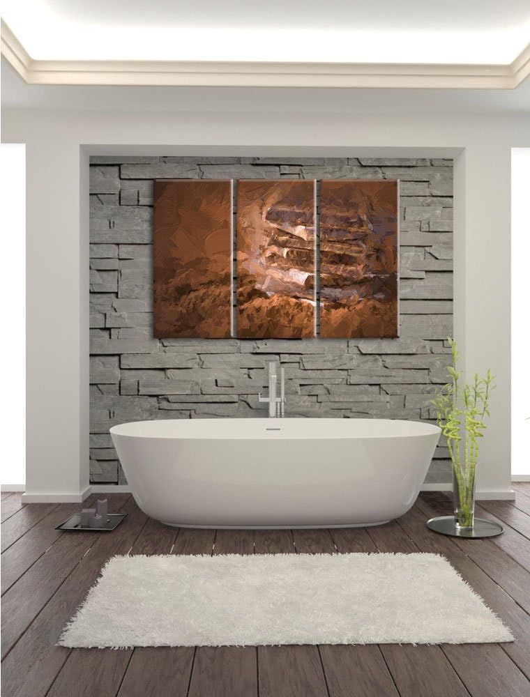 Pixxprint Schokoladenstücken Pinsel Effekt 3-Teiler Leinwandbild 120x80 Bild auf Leinwand