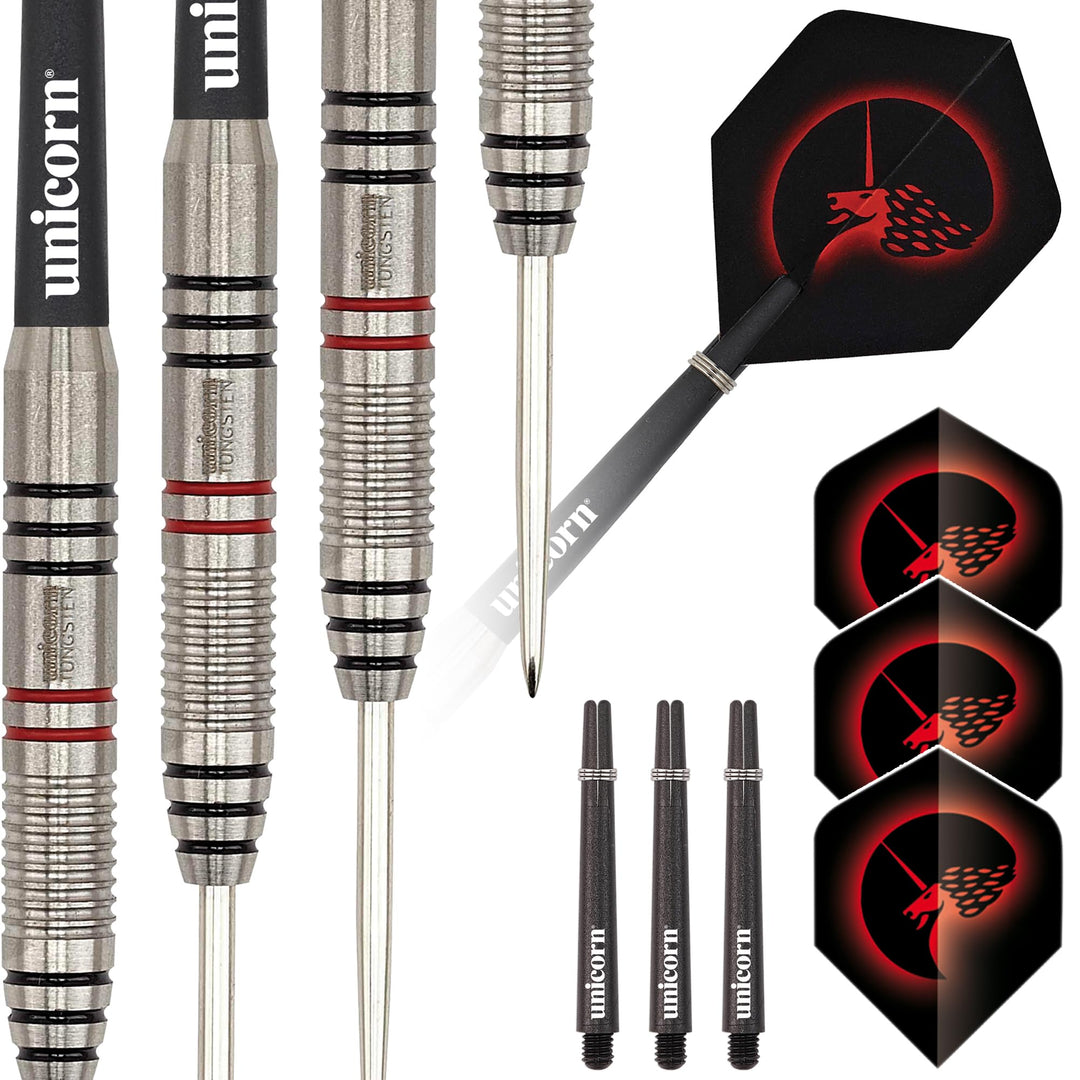 Unicorn Steel Tip Darts Set, Core Plus, Tungsten Barrels, 20g, 21g, 22g, 23g, 24g, 25g, 26g or 27g C
