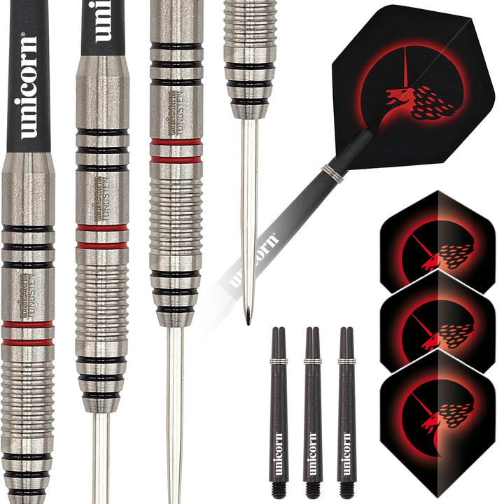 Unicorn Steel Tip Darts Set, Core Plus, Tungsten Barrels, 20g, 21g, 22g, 23g, 24g, 25g, 26g or 27g C