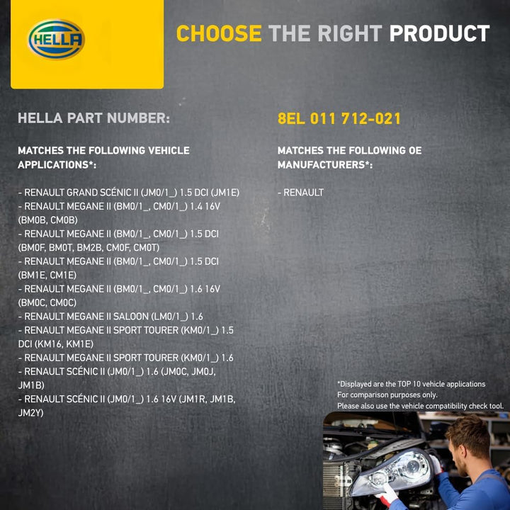HELLA - Generator/Lichtmaschine - 14V - 110A - für u.a. Renault Kangoo / Grand Kangoo (KW0/1_) - 8EL