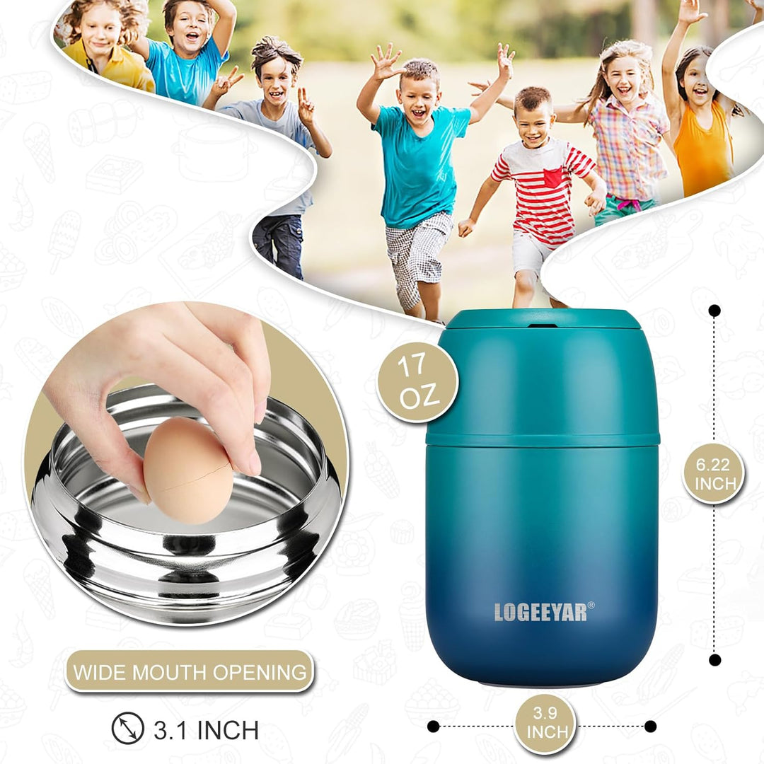 Itslife Thermobehälter für Essen 500ml Thermobehälter Edelstahl Warmhaltebehälter mit faltbaren Löff
