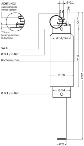 Motoröffner, Spindelantrieb Lichtkuppel 230V / 500mm HUB, JMBB 500-0500-LS mit Halterungen