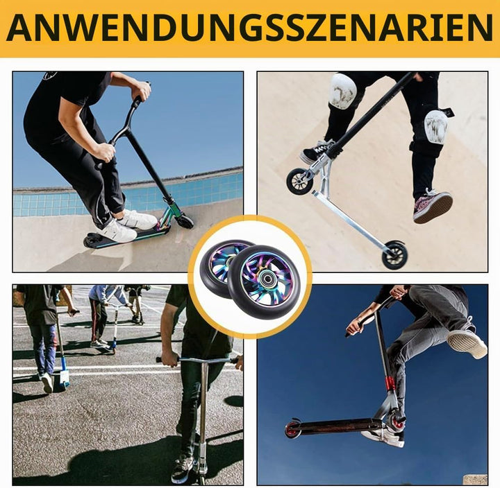 Stunt Scooter Rollen, 2 PCS Scooter Ersatzräder 88A mit ABEC-9 Lager Aluminium, Ersatzräder für Scoo