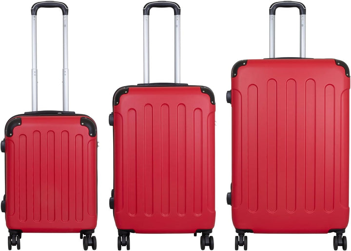 Trendyshop365 Koffer-Set 3-teilig Hartschale Avalon 4 Räder Zahlenschloss Rot Rot Kofferset 3tlg, Ro