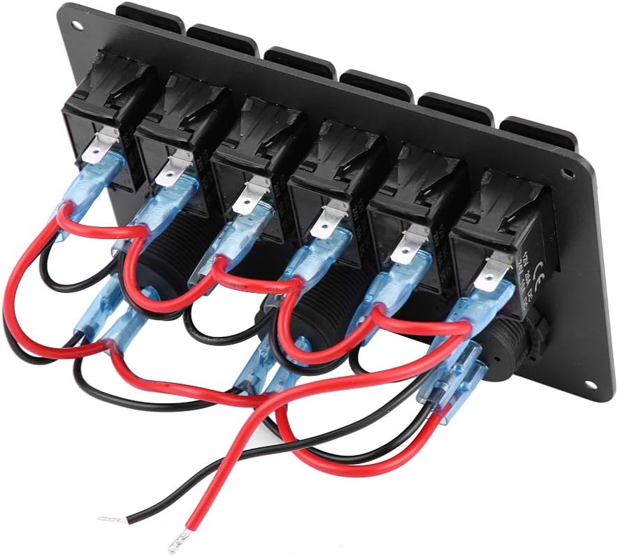 KIMISS 12V 24V 6 Gang Marine Schalttafel Auto Boot Marine LED Wippschalter Panel Dual USB Voltmeter