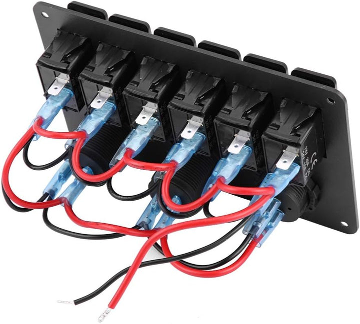KIMISS 12V 24V 6 Gang Marine Schalttafel Auto Boot Marine LED Wippschalter Panel Dual USB Voltmeter