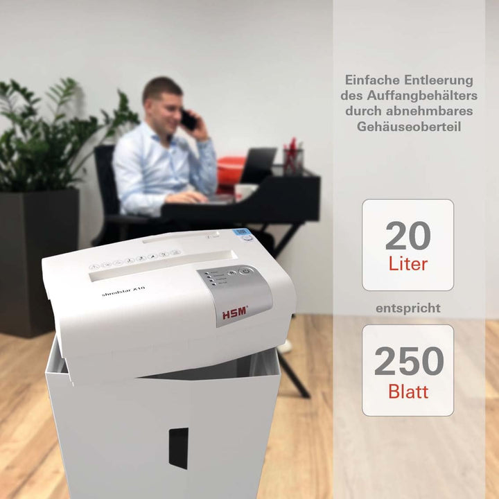 HSM shredstar X10 Aktenvernichter, Sicherheitsstufe P-4, 10 Blatt (Partikelschnitt) mit CD-Schredder