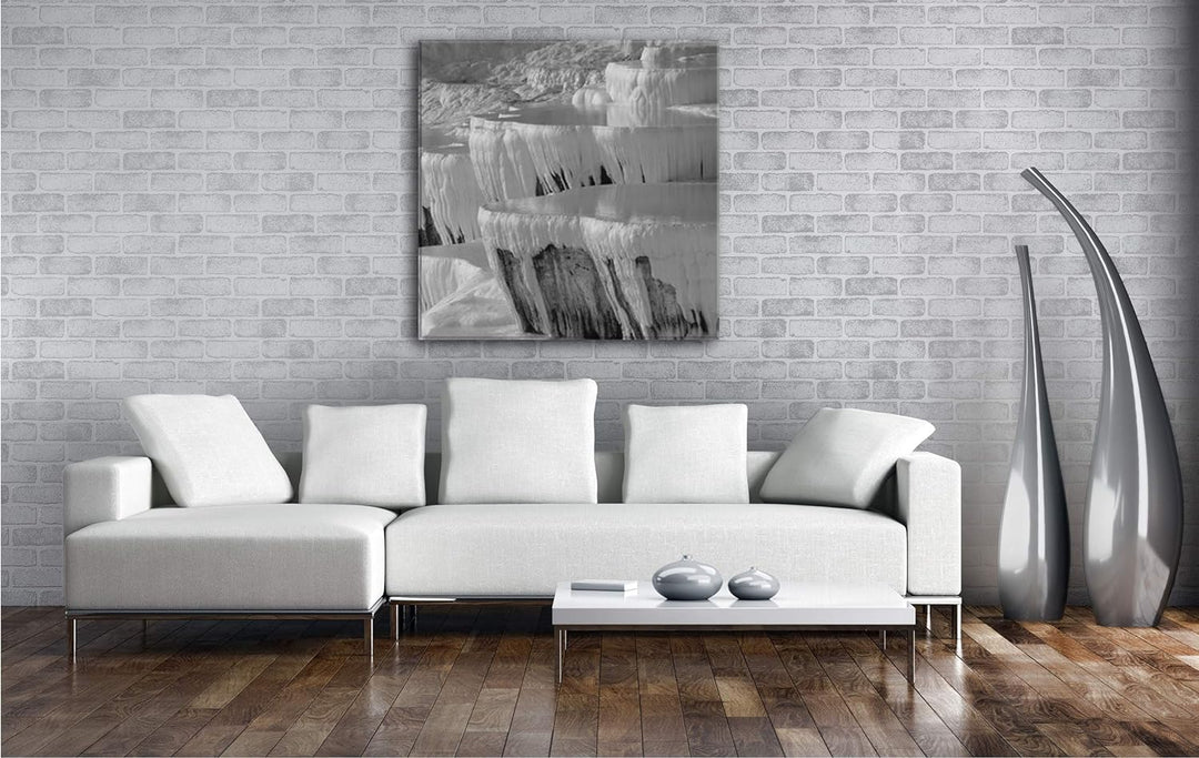 deyoli Kalksinterterrassen in Pamukkale im Format: 60x60 Effekt: Schwarz&Weiss als Leinwandbild, Mot