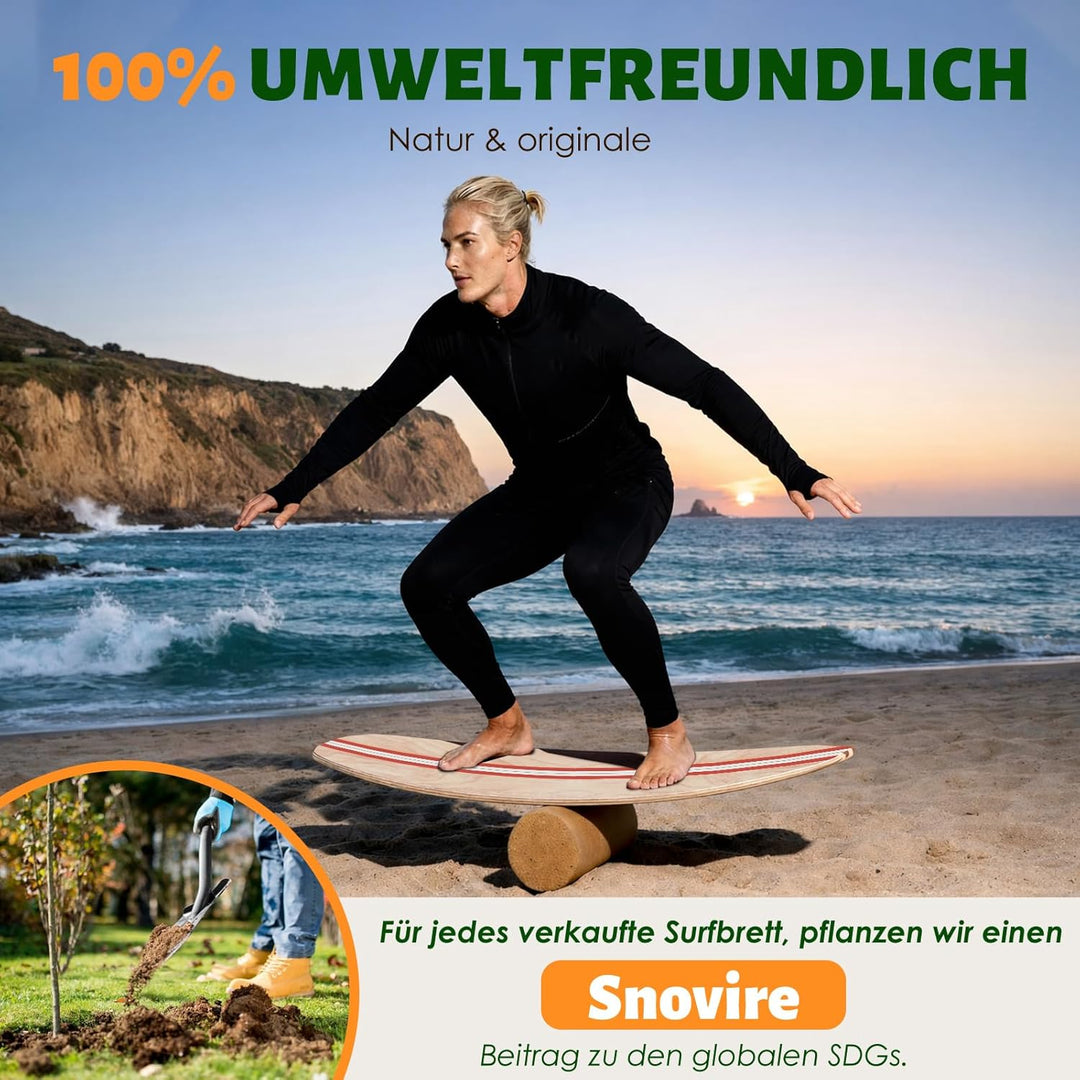 Balance Board, Holz Balance Board Erwachsene Gleichgewichtstrainer Mit Korkrolle, Kork Halbkugel und