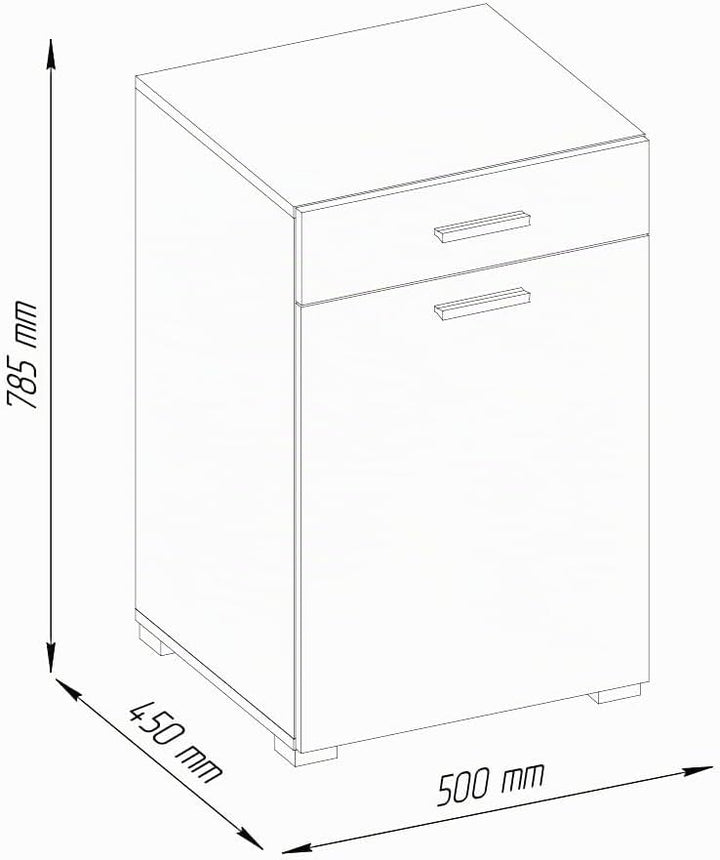 Vicco Badschrank Matteo, Weiss, 50 x 78.5 cm Weiss 50cm, Weiss 50cm