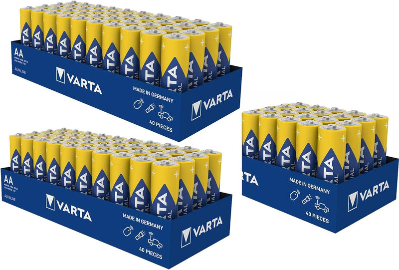 Varta 100 x Varta 04006 Batterien Alkaline, Mignon, AA, LR06, 1.5V Industrial, Shrinkwrap