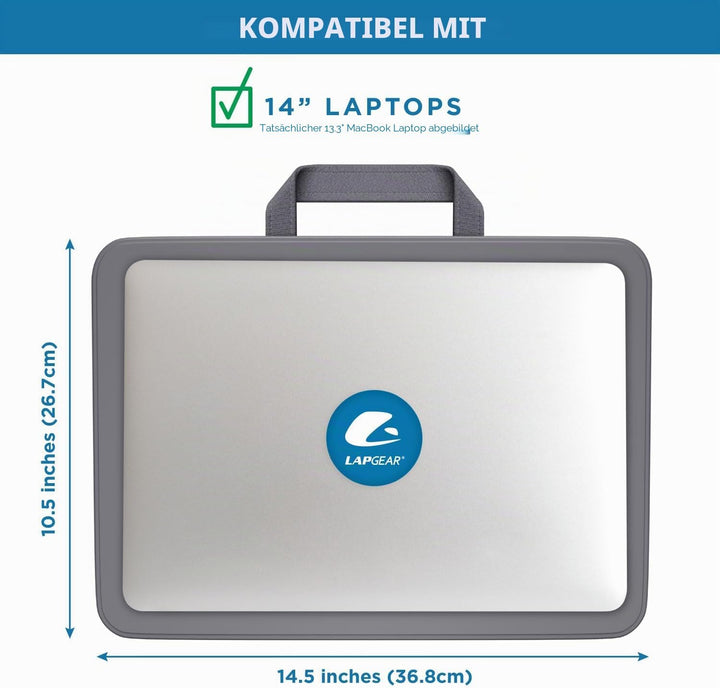 LAPGEAR 43105 Kompakter Schossschreibtisch, für Laptops bis zu 38,1 cm (15 Zoll), Anthrazit Single U