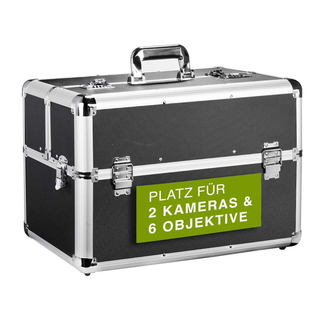 Mantona Foto Equipment Koffer - Robuster Aluminiumkoffer mit Steckfächern, Hartschaum-Polsterung und