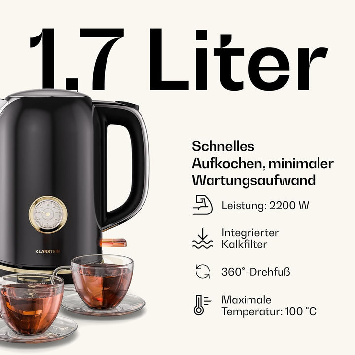 Klarstein Victoria Toaster Wasserkocher Set, Retro Design, 2 Scheiben Toaster mit 7 Bräunungsstufen