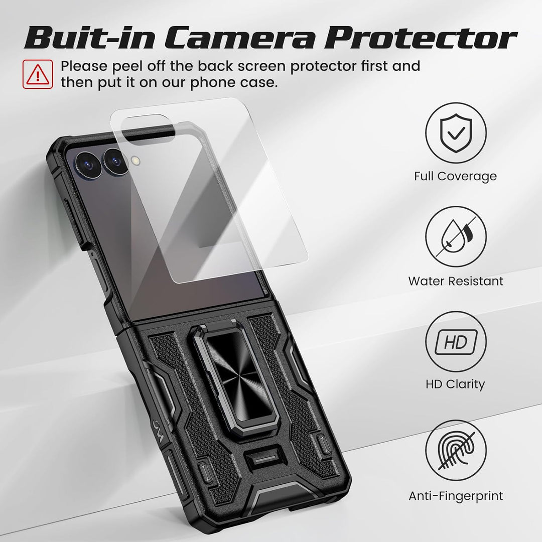 Doeshine für Samsung Galaxy Z Flip 7 Hülle [Not für Flip 7FE] mit Rotate Ständer & Kameraschutz, Gan