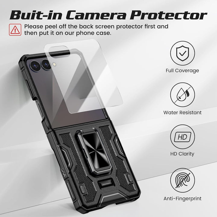 Doeshine für Samsung Galaxy Z Flip 7 Hülle [Not für Flip 7FE] mit Rotate Ständer & Kameraschutz, Gan